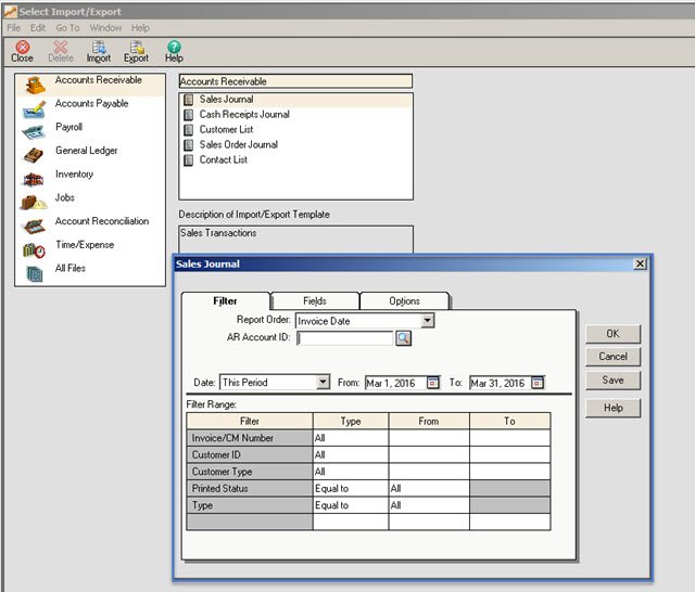 Exporting Data from Sage 50