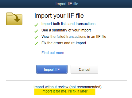 The IIF Import Kit