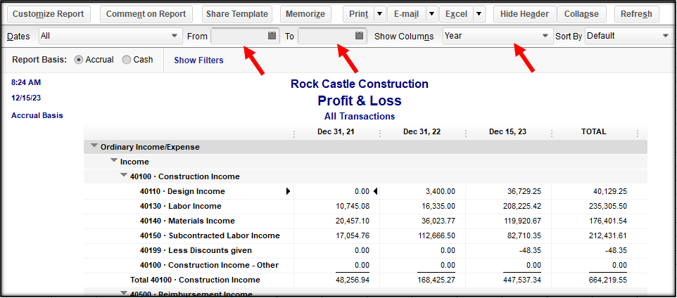 Compare reports to review data