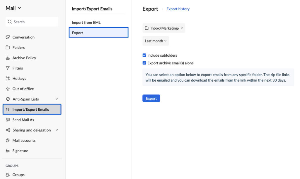 Import your emails into Zoho Mail