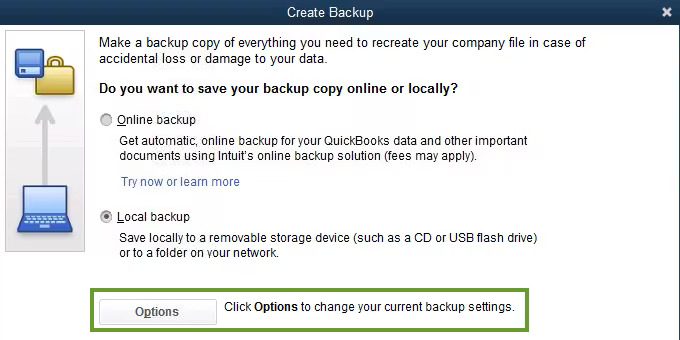 Undertake the backup of your company file