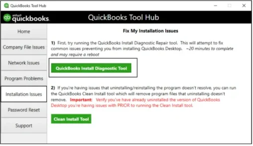 Use QuickBooks Tool Hub and Install Diagnostic Tool