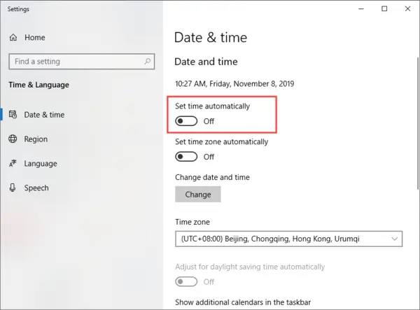 Adjust Date and time