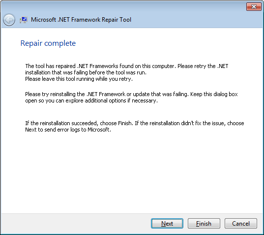 Repair the Microsoft .NET Framework