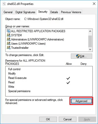 Update Windows Permissions and Provide Full Control