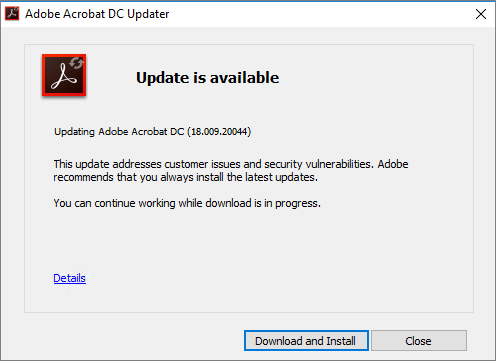 Updating Adobe Reader