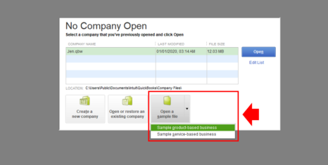 Open Sample Company File