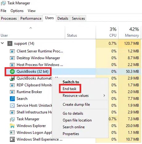 End QB from Task Manager
