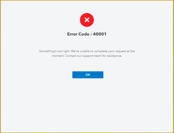 QuickBooks Error code 40001