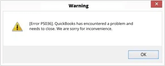PS036 Error in QuickBooks