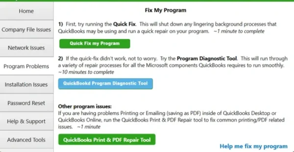 QuickBooks Program Diagnostic Tool