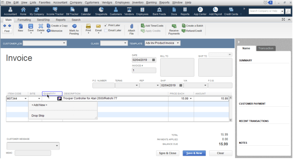 create an Invoice