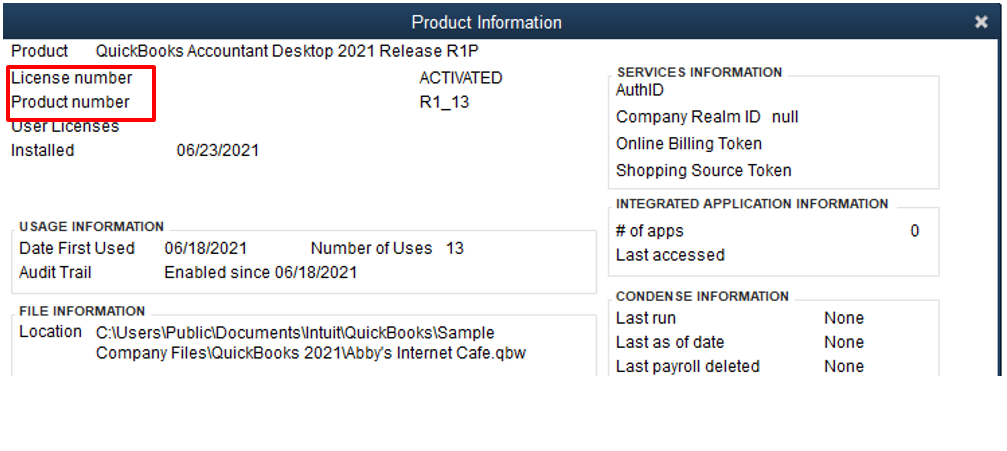 Change Licence Number and Product Number