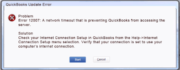 QuickBooks Error code 12007