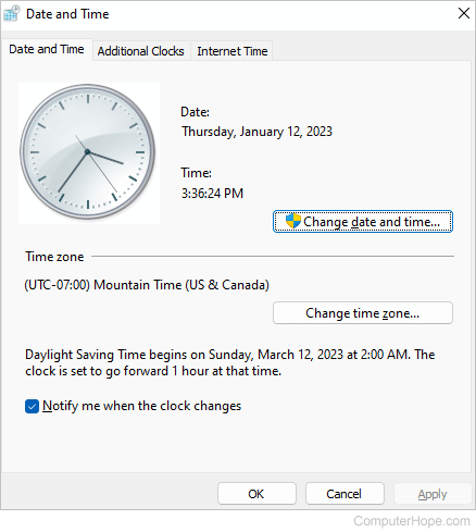 Check the Date and Time on Your PC