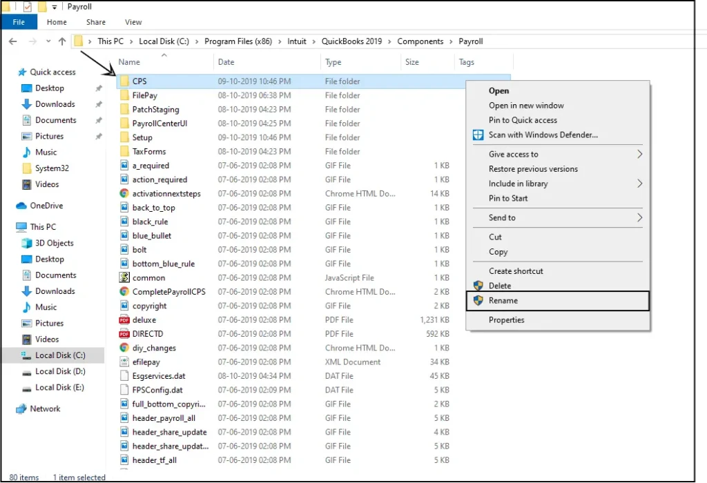 Rename the QuickBooks Component Folder