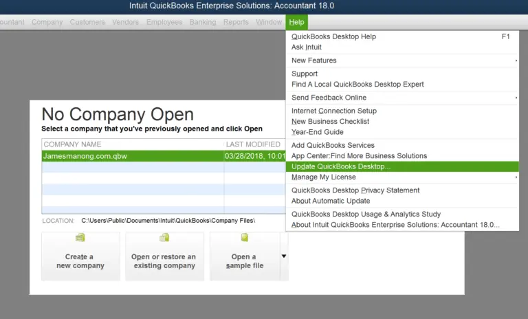 Update QuickBooks