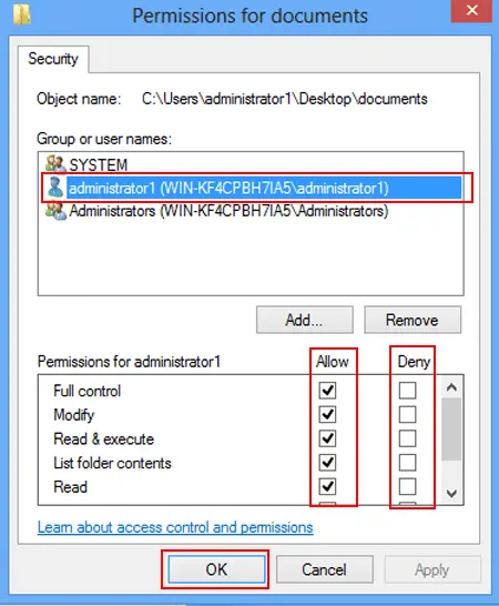 Change permissions