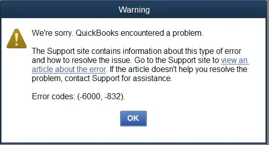 QuickBooks Error 6000 832