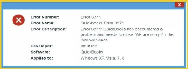 QuickBooks Error code 3371