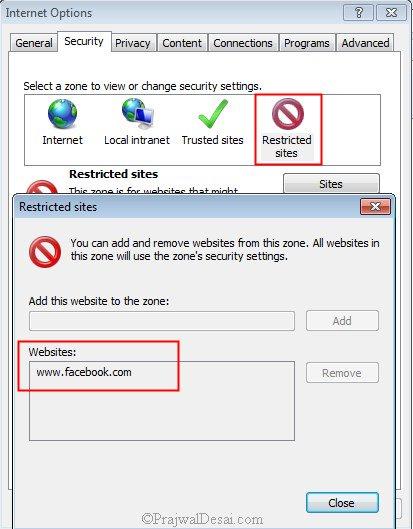 Restricted Sites Internet Explorer