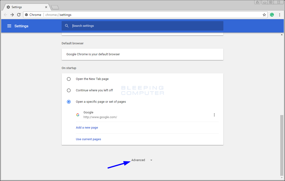 Advanced Settings In Web Browser