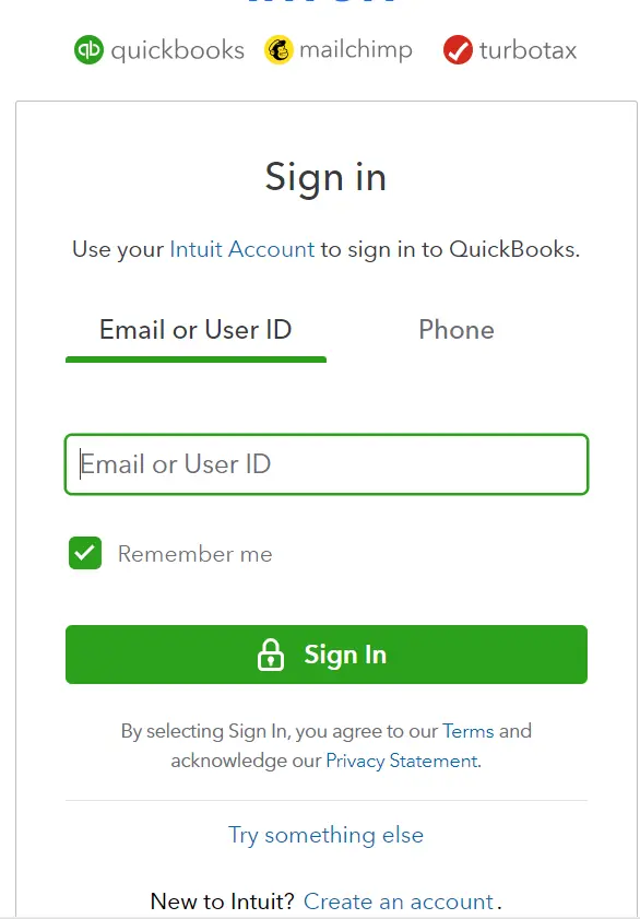 sign in to your QuickBooks account