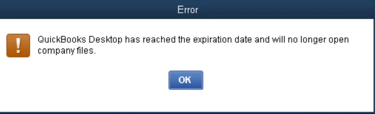 QuickBooks Desktop Has Reached The Expiration Date