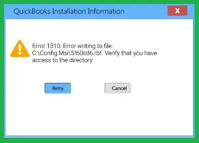 Error "1310: Error writing to file: C:Config.Msi