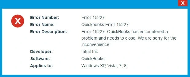 QuickBooks Desktop Error 15227