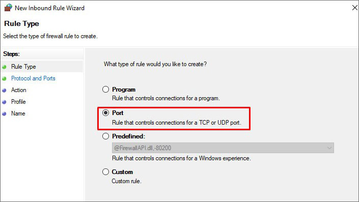 click port Option