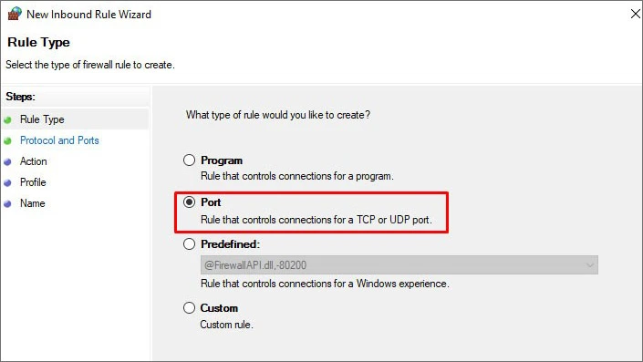click port Option