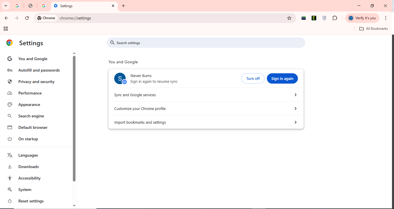 Chrome Setting