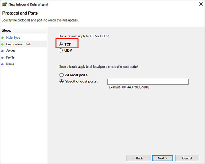 select tcp