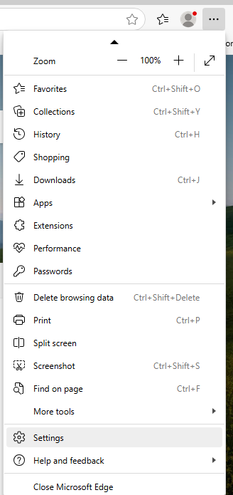 Edge Menu 