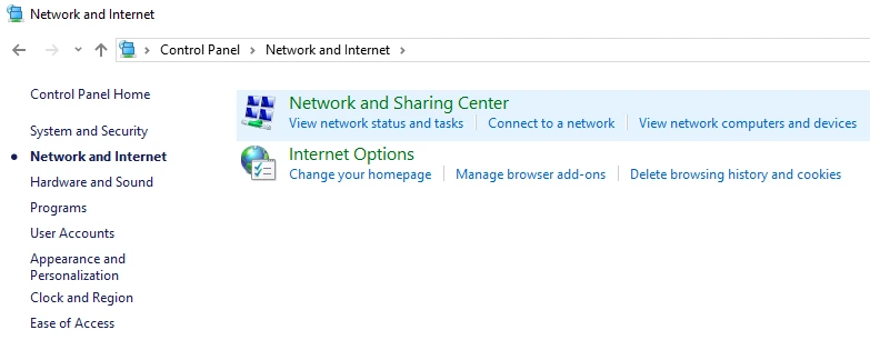 Network and Sharing Center
