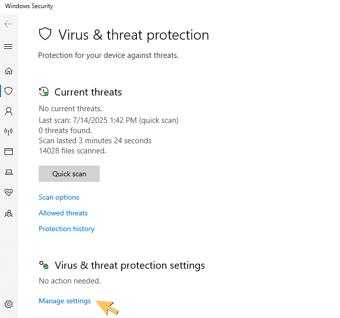 Manage Settings