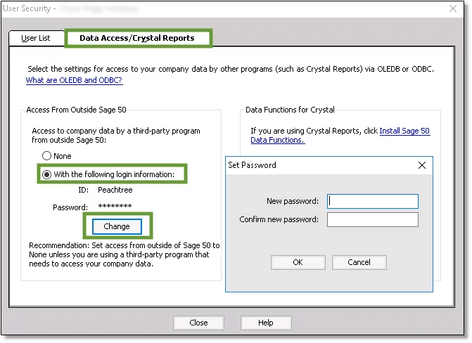 Change Sage 50 admin access