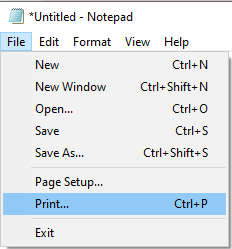 Expand the file menu and click on ‘Print