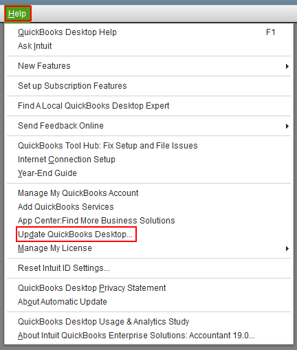 Press Update QuickBooks Desktop