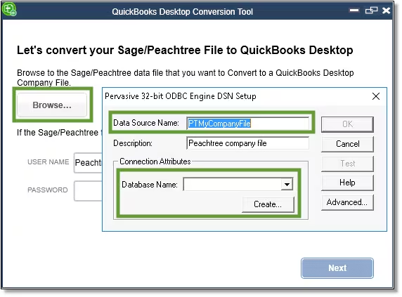 Press the dropdown menu named Database Name