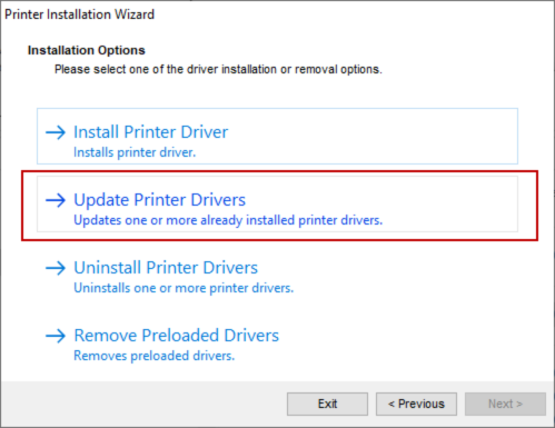 click on Update Printer Driver