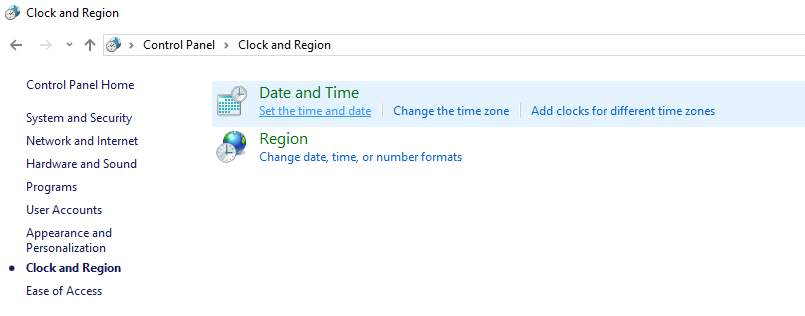 Set the time and Date