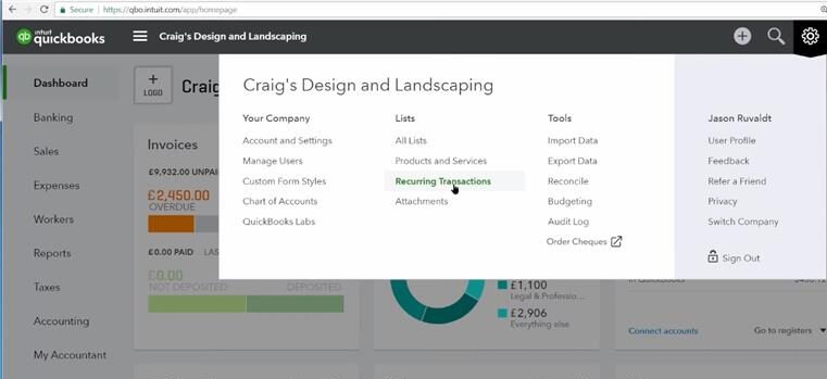 Click on Recurring transactions