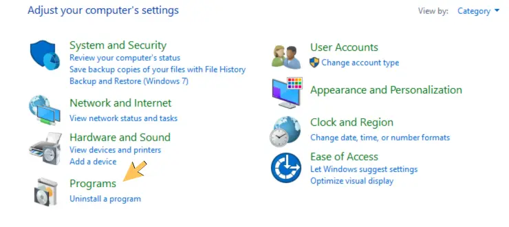 Programs and Features