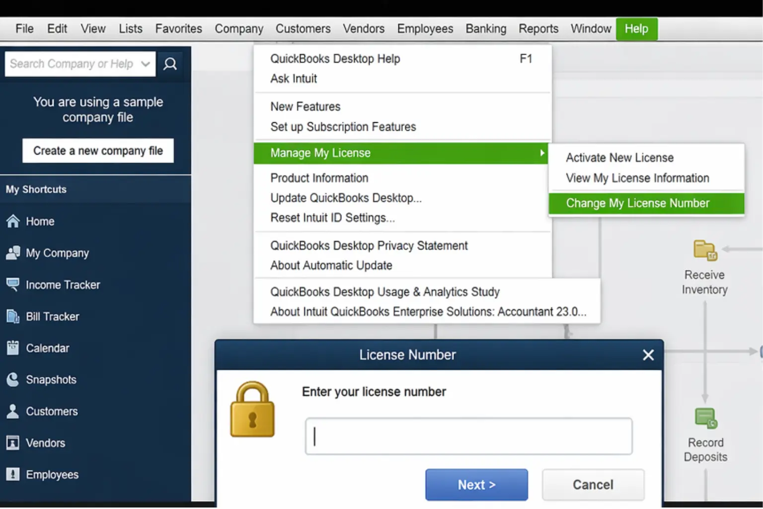 Change My License Number